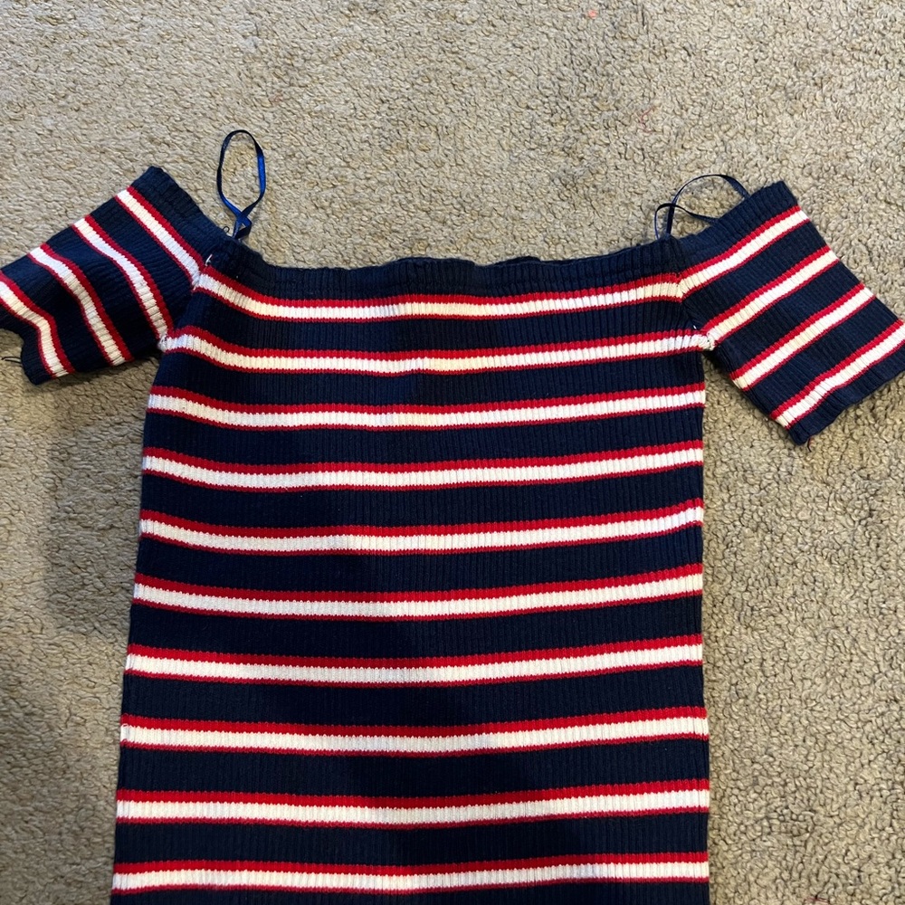 Ribbed off shoulder top